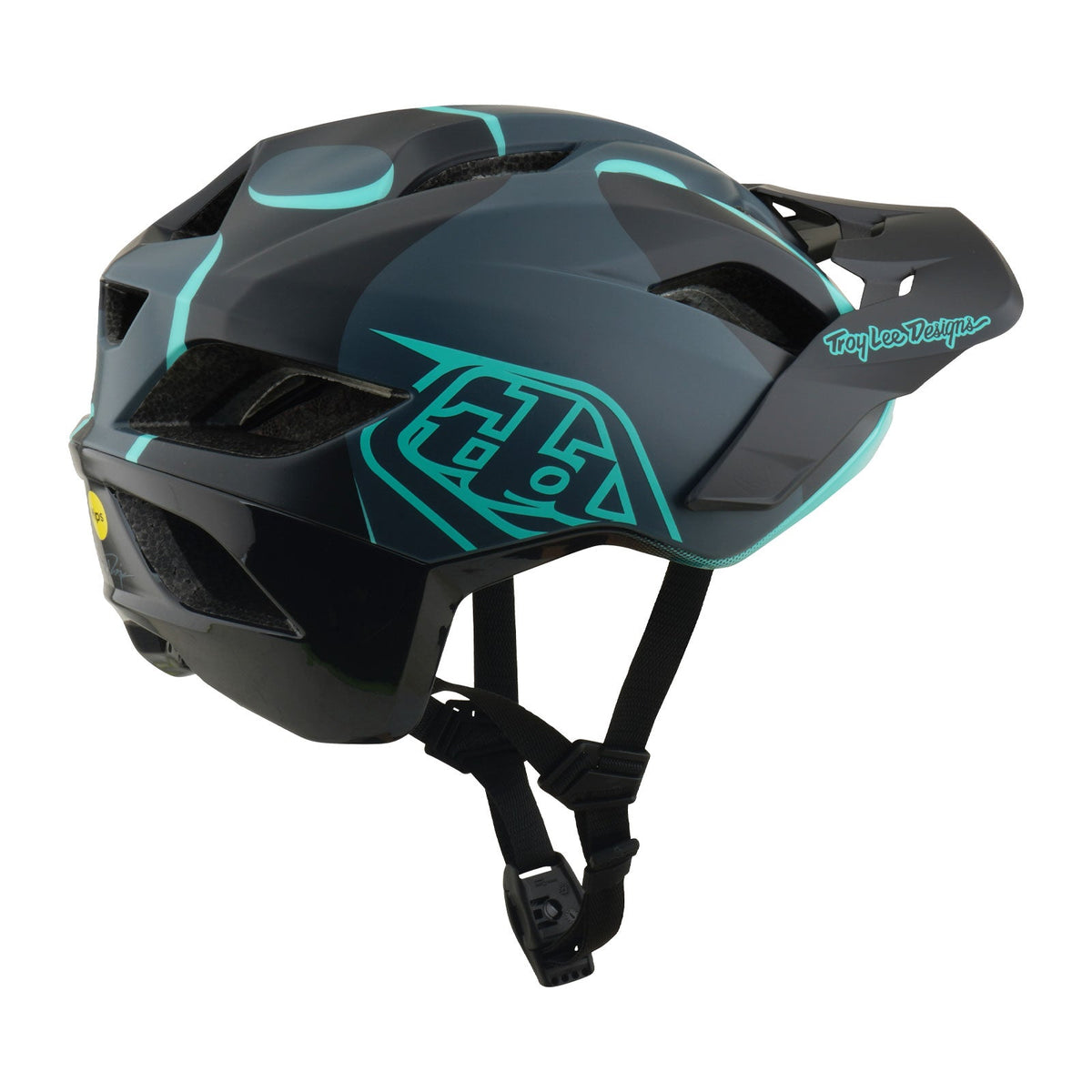 Casco Bicicleta Troy Lee Designs Flowline SE Badge Carbon / Real Teal