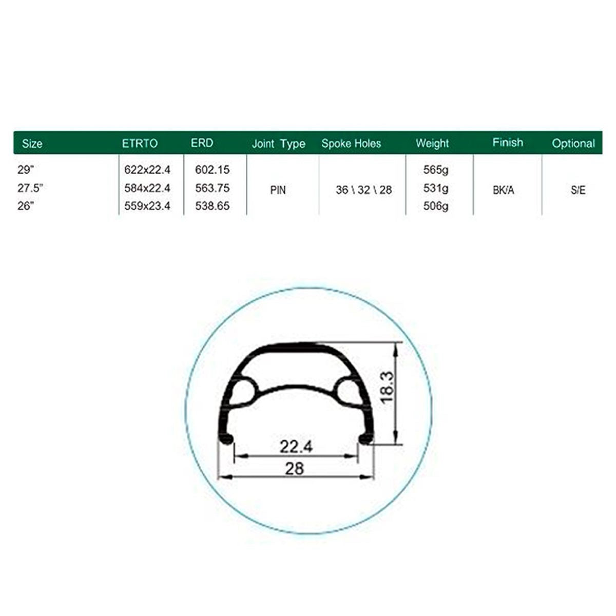 Llanta Weinmann U28 27.5 32H Presta Con Ojetillos