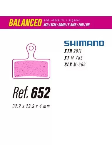Pastillas LESS BRAKES Balanced 652 para Shimano XTR, XT, SLX