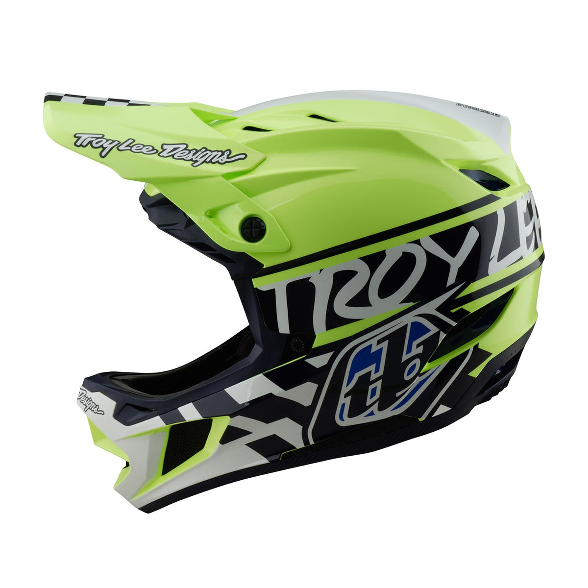 Casco Bicicleta Troy Lee Designs D4 Polyacrylite Fifty-50 Azul Marino / Glo Amarillo