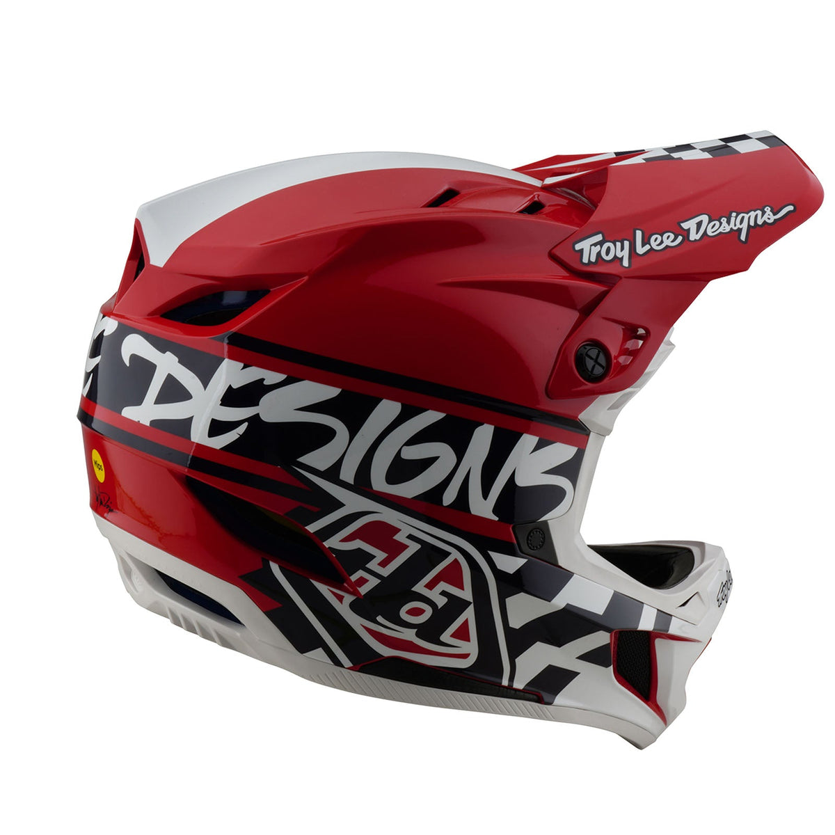 Casco Bicicleta Troy Lee Designs D4 Polyacrylite Fifty-50 Blanco / Rojo