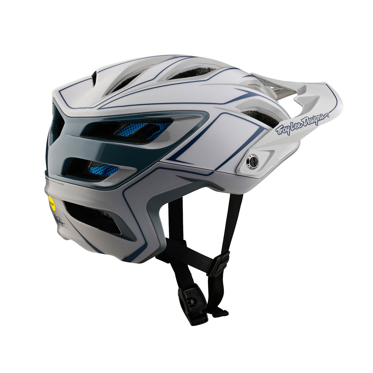 Casco Bicicleta Troy Lee Designs A3 con MIPS Uno Pinstripe Gris Claro