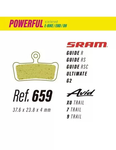 Pastillas LESS BRAKES Powerful 659 para Sram Guide, Ultimate, G2