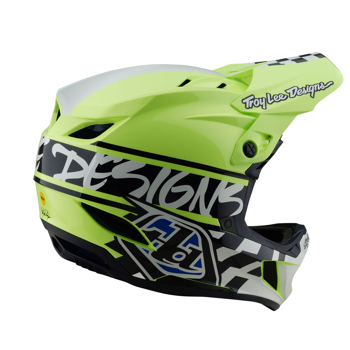 Casco Bicicleta Troy Lee Designs D4 Polyacrylite Fifty-50 Azul Marino / Glo Amarillo