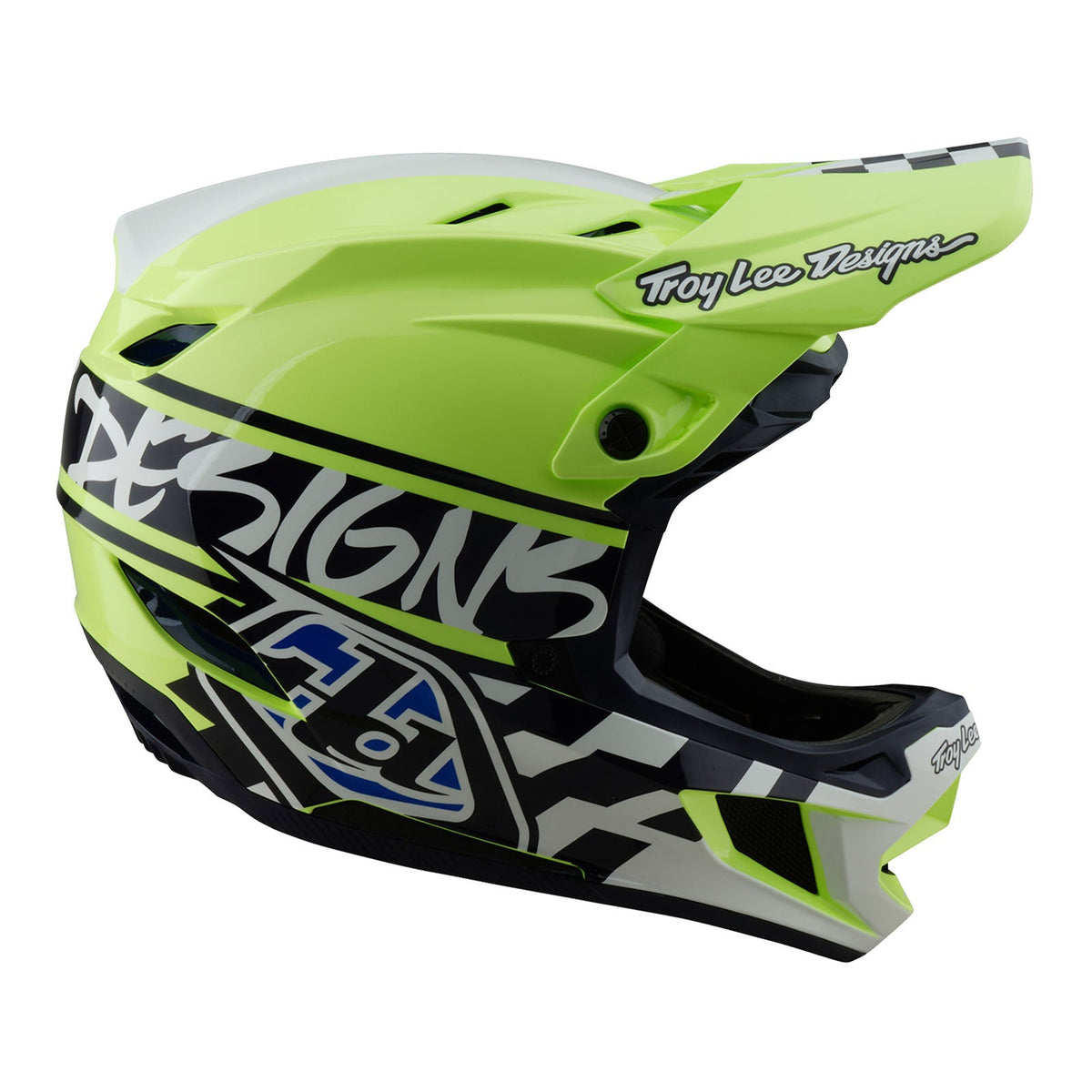 Casco Bicicleta Troy Lee Designs D4 Polyacrylite Fifty-50 Azul Marino / Glo Amarillo