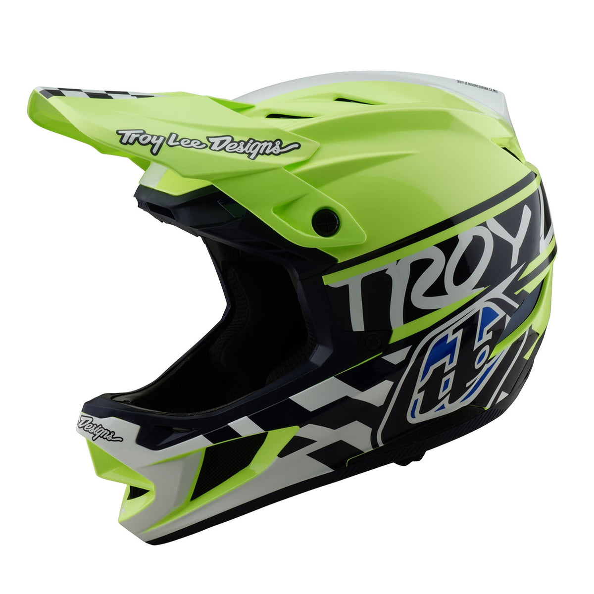 Casco Bicicleta Troy Lee Designs D4 Polyacrylite Fifty-50 Azul Marino / Glo Amarillo