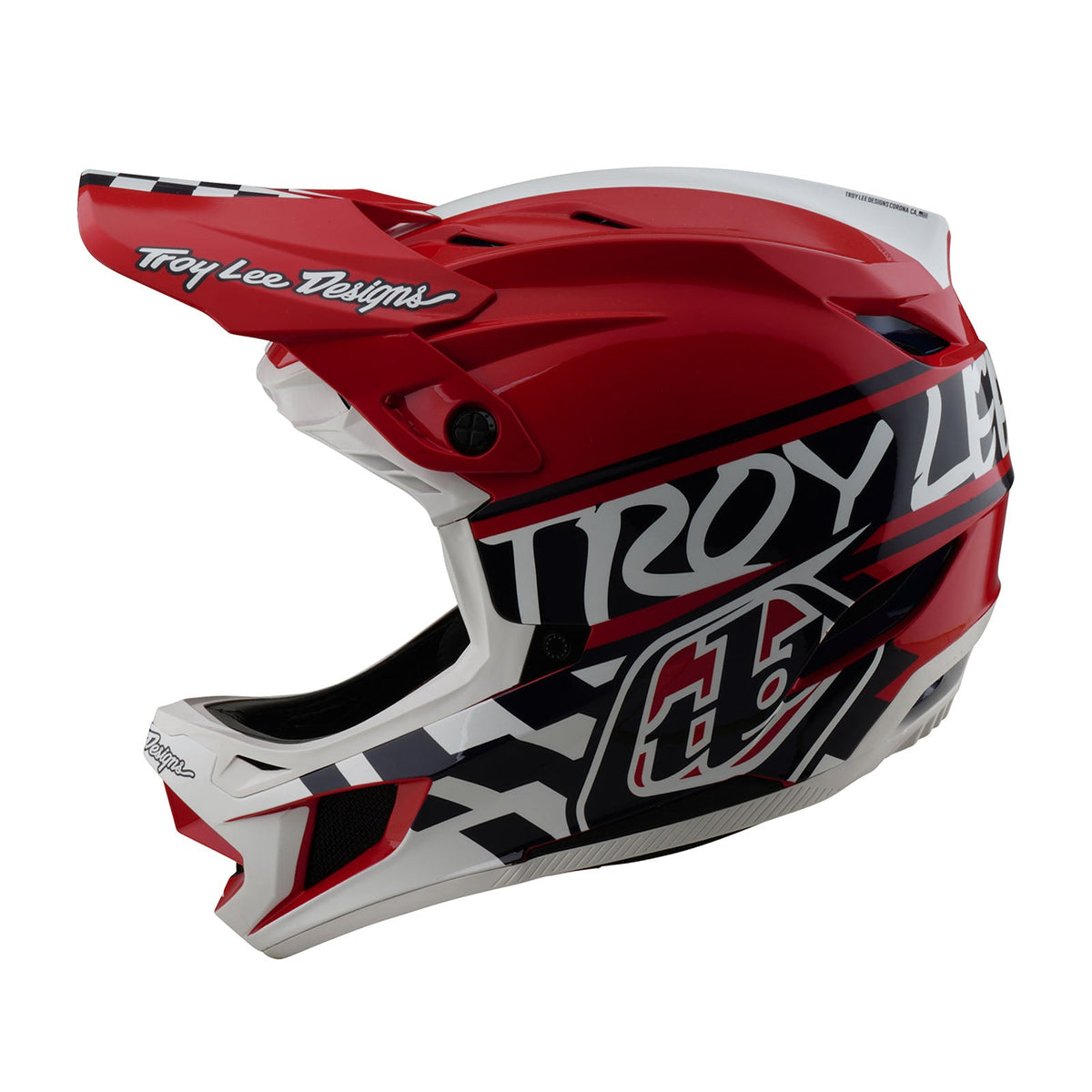 Casco Bicicleta Troy Lee Designs D4 Polyacrylite Fifty-50 Blanco / Rojo