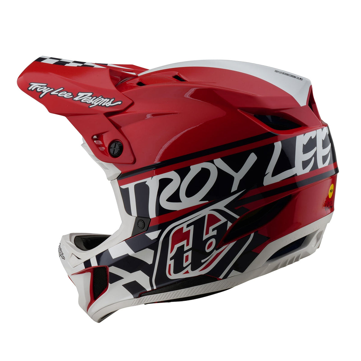 Casco Bicicleta Troy Lee Designs D4 Polyacrylite Fifty-50 Blanco / Rojo