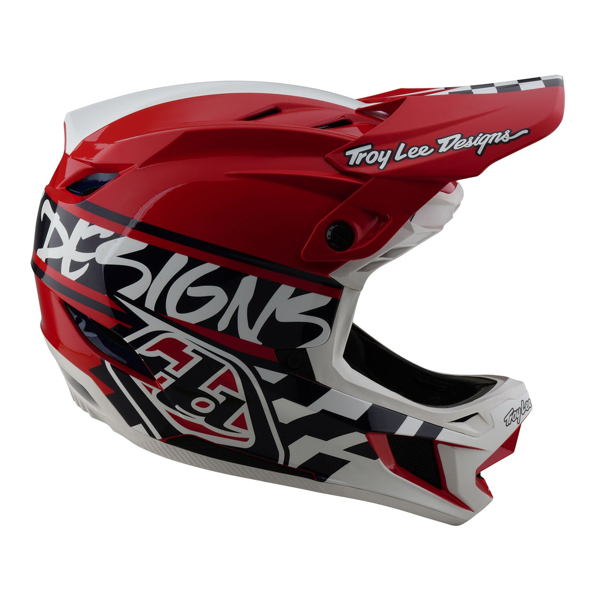 Casco Bicicleta Troy Lee Designs D4 Polyacrylite Fifty-50 Blanco / Rojo